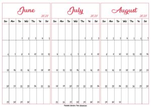 June July August 2027 Calendar